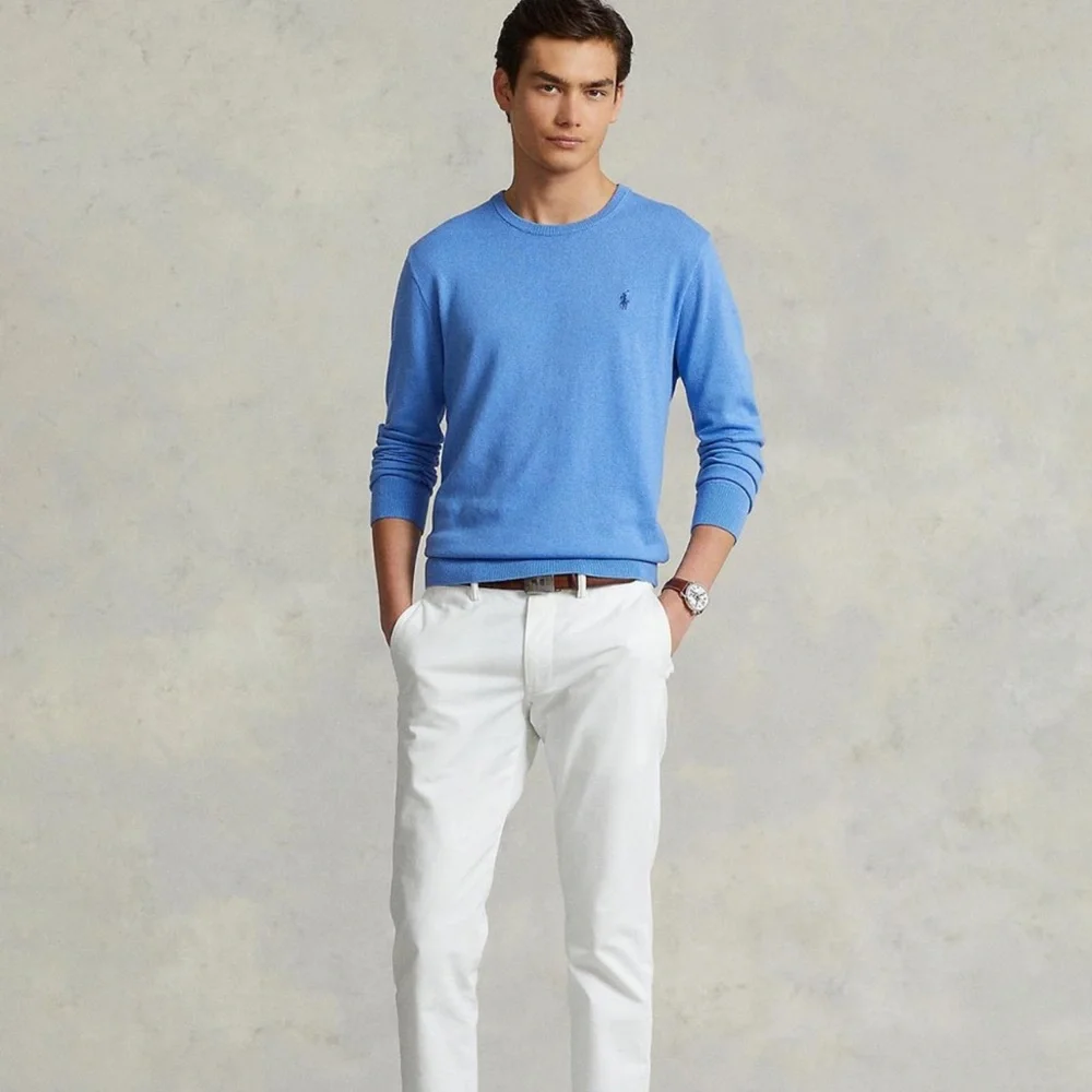 Polo Ralph Lauren Men’s turquoise cotton cashmere crewneck L long sleeve sweater - Picture 12 of 13